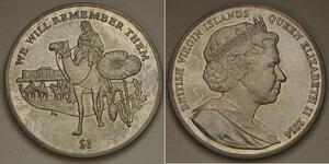 BRITISH VIRGIN ISLANDS 1 Dollar 2014 PM - Lawrence of Arabia - aUNC - 2530 *