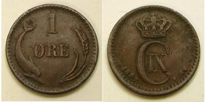 DENMARK 1 Ore 1887 - Bronze - Christian IX. - VF/XF - 462 *
