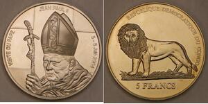 CONGO (D. R.) 5 Francs ND (2004) -Cu-Ni- Papal Visit / John Paul II. - UNC -661*