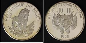 NIGER 10 Francs 1968 Proof - Silver 0.900 - 1825
