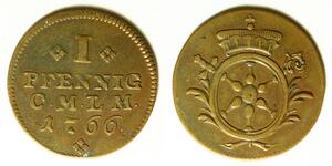 MAINZ (German State) 1 Pfennig 1766 - Copper - Emeric Josef - VF - 839