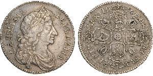 1/2 Crown Reino de Inglaterra (927-1649,1660-1707) Plata Carlos II (1630-1685)