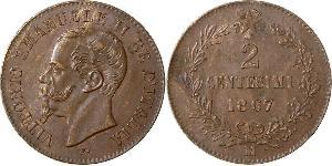 2 Centesimo Kingdom of Italy (1861-1946) Copper Victor Emmanuel II of Italy (1820 - 1878)