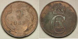 DENMARK 5 Ore 1906 - Bronze - Christian IX. - VF+ - 3653 *