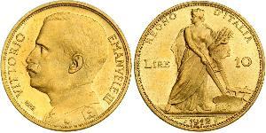 10 Lira Kingdom of Italy (1861-1946) Oro Víctor Manuel III de Italia (1869 - 1947)