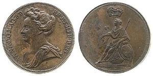 1/2 Penny Regno Unito di Gran Bretagna (1707-1801) Rame Anna di Gran Bretagna(1665-1714)