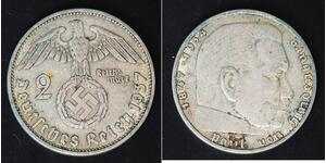 GERMANY (Third Reich) 2 Reichsmark 1937 A - Silver 0.625 - Swastika - VF- - 2985