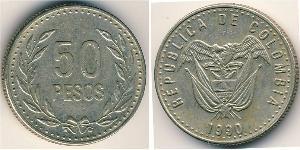 50 Peso Republic of Colombia (1886 - ) Copper/Nickel 