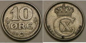 10 Ore Danemark  Christian X de Danemark (1870 - 1947)