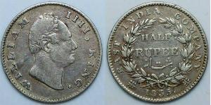 1/2 Rupee British Raj (1858-1947) Silver William IV (1765-1837)