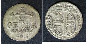 TRIER (German City) 1/2 Petermenger 1722 GG - Billon - Franz Ludwig - VF - 1097