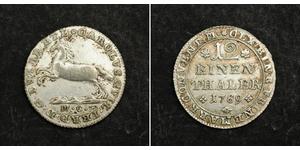  
 
   1789, Brunswick-Wolfenbuttel, Karl Wilhelm Ferdinand. Silver 1/12 Thaler Coin.   Mint Year: 1789  Condition: XF-AU!  Mint Place: Clausthal  Reference: Welter 2922, KM-1000.  Denomination:  ...