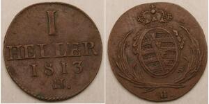 SAXONY (German Kingdom) 1 Heller 1813 H - Friedrich August I. - aUNC - 1241 *