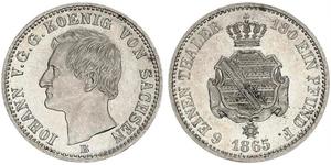 1/6 Thaler Reino de Sajonia (1806 - 1918) Plata Juan I de Sajonia