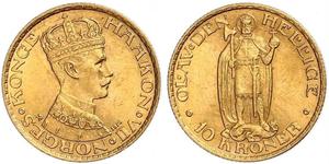 10 Krone Norwegen Gold Haakon VII. (1872 - 1957)