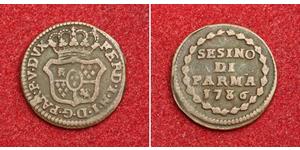 
  1786, Italian States, Parma, Ferdinand of Bourbon. Copper Sesino Coin. VF+   Condition: VF+ Mint Year: 1786 Reference: KM-C#3. Denomination: Sesino (3pcs) Material: Copper Diameter: 16mm  Wei ...