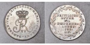 1/6 Rigsdaler Дания Серебро Фредерик VI, король Дании (1768 -1839)