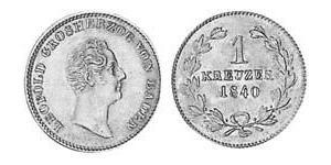 1 Kreuzer Grand Duchy of Baden (1806-1918) Kupfer Leopold (Baden)(1790 – 1852)