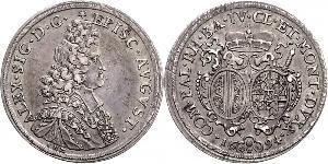 Altdeutsche Münzen und Medaillen Augsburg, Bistum Alexander Sigismund von Pfalz-Neuburg 1690-1737. 1/2 Taler 1694, Stempel von P. H. Müller. Brustbild nach rechts / Kurhut über den Wappen des Bis ...