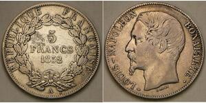 FRANCE 5 Francs 1852 A - Silver 0.9 - Louis-Napoleon Bonaparte - VF - 3684 *