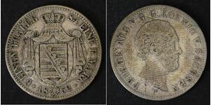 SAXONY ALBERTINE 1/6 Thaler 1852 F - Silver 0.521 - Friedrich August II. - 543