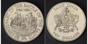 SAINT LUCIA 10 Dollars 1982 - 200 Ann. Battle of the Saints - aUNC - 4118