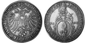 1 Thaler Augsbourg (1276 - 1803) Argent Ferdinand II du Saint-Empire(1578 -1637)