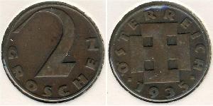 2 Grosh Federal State of Austria (1934-1938) Kupfer 
