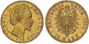 10 Mark Kingdom of Bavaria (1806 - 1918) Gold Ludwig II of Bavaria (1845 – 1886)