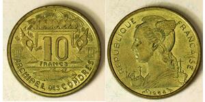 COMOROS 10 Francs 1964(a) - Aluminum/Bronze - aUNC - 492