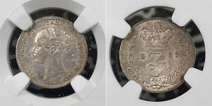 1885 Great Britain Victoria Maundy 3 Pence NGC MS61 Lot#HP470 Silver!
