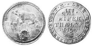 1/6 Thaler Anhalt-Bernburg (1603 - 1863) 銀 Alexius Frederick Christian, Duke of Anhalt-Bernburg (1767 – 1834)