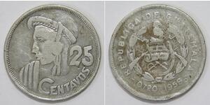 25 Centavo Guatemala Silber 