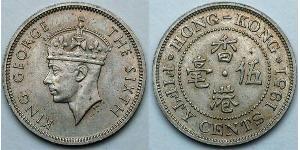 50 Cent Hong Kong Argento Giorgio VI (1895-1952)