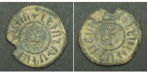  
 1219, Armenian Cilicia, Prince Levon I (Leo I). Bronze Tank Coin. Damaged! Mint Place: Sis Denomination: Tank Mint Period: 1198-1219 Reference: Bedoukian 738. Condition: Damaged (broken out fl ...