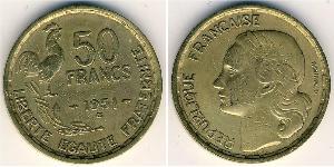 50 Franc French Fourth Republic (1946-1958) Bronze/Aluminium 