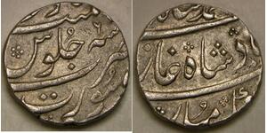 MUGHAL Empire (India) 1 Rupee AH 1166 (1753) / Y 6 -Silver- Bahadur - XF- - 214*
