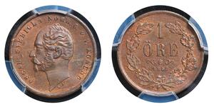 1 Ore United Kingdoms of Sweden and Norway (1814-1905) Bronce Óscar I de Suecia (1799-1859)