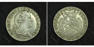 20 Kreuzer States of Germany Silver Charles Theodore, Elector of Bavaria (1724 - 1799)