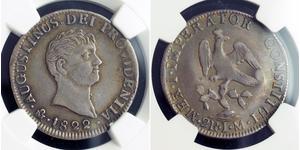  
  
 1822, Mexico, Emperor Agustin Iturbide. Rare Silver 2 Reales Coin. NGC VF-35! 
  
 Mint Year: 1822 Denomination: 2 Reales Mint Mark: Mo (Mexico Mint). Assayer: Joaquin Davila Madrid (JM)  R ...