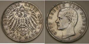 BAVARIA (German State) 5 Mark 1898 D - Silver 0.9 - Otto - VF -  1551 *