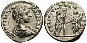 1 Денарий Римская империя (27BC-395) Серебро Гета (189-211)