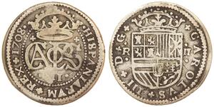 Spain - 2 Reales 1708 - Charles III, Silver