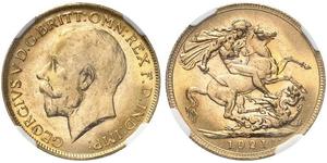 1921,AUSTRALIEN. George V. 1910-1936. Sovereign 1921 P, Perth. Seaby 4001. Fr. 40. NGC MS64. (~€ 305/USD 355)