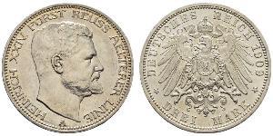 3 Mark Principality of Reuss-Greiz (1778 - 1918) Silver Heinrich XXIV, Prince Reuss of Greiz