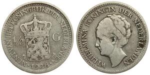 Netherlands - 1/2 Gulden 1928 - Wilhelmina - Silver