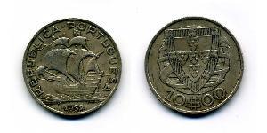 10 Escudo Portuguese Republic - Ditadura Nacional (1926 - 1933) Argento 