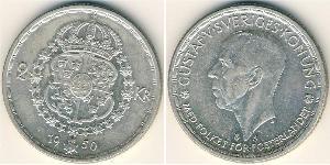 2 Krone Svezia Argento Gustavo V di Svezia (1858 - 1950)