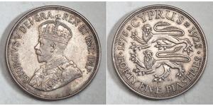 45 Piastre British Cyprus (1914–1960) Silver George V of the United Kingdom (1865-1936)