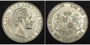  
  1862, Reuss-Schleiz, Heinrich LXVII. Silver Thaler Coin. (XF-AU!) 10,000 Struck!  Mint Year: 1862 Mintage: 10,000 pcs.    Denomination: Thaler Reference: KM-73. Rare!  Condition: Bag-marks ob ...